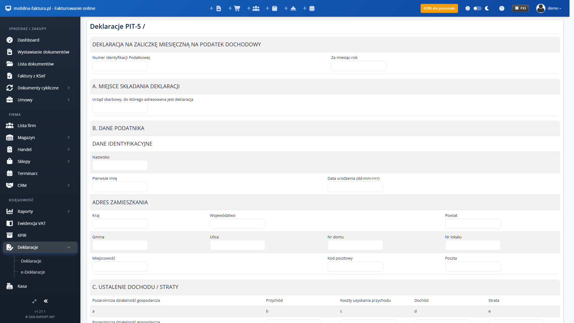 Deklaracje PIT-36, PIT-36L, PIT-28 + załączniki PIT/B