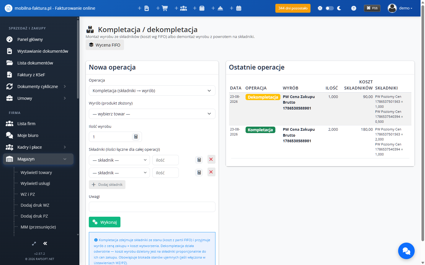 Kompletacja zestawów w magazynie